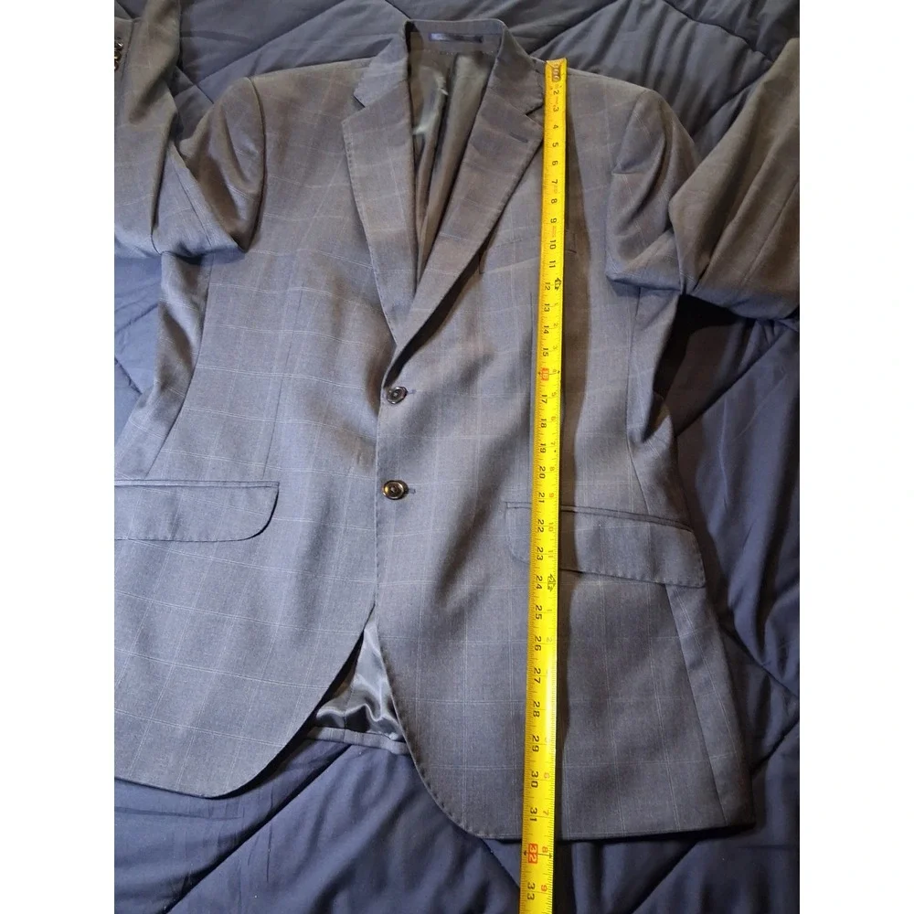 Charles Tyrwhitt Reda Super 110s Wool Slim Fit Blazer Blue Grey Windowpane 44R